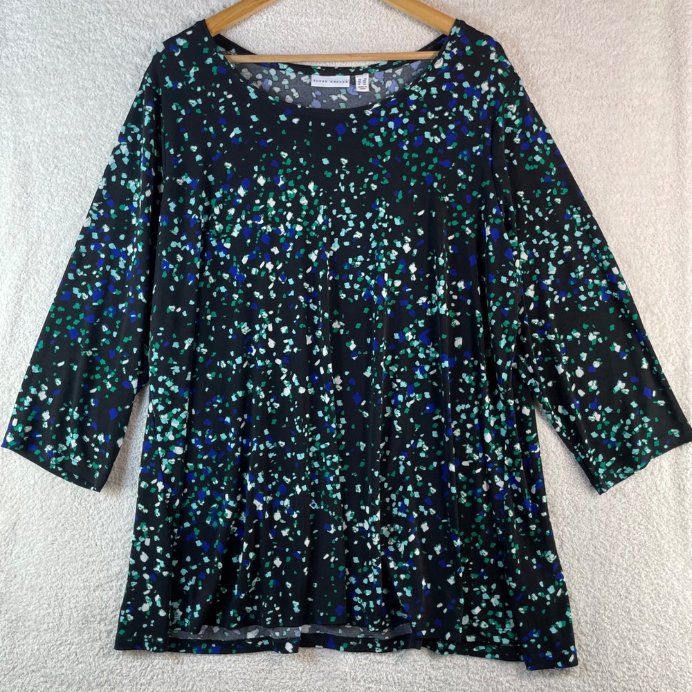 susan graver liquid knit swing top tunic 2X terrazzo mosaic print artsy holiday